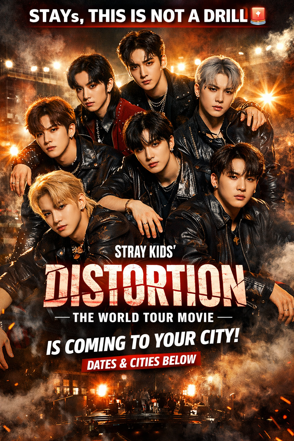 STAYs, This Is Not a Drill 🚨 Stray Kids’ DISTORTION: The World Tour Movie Is Coming to Your City… Dates & Cities Below