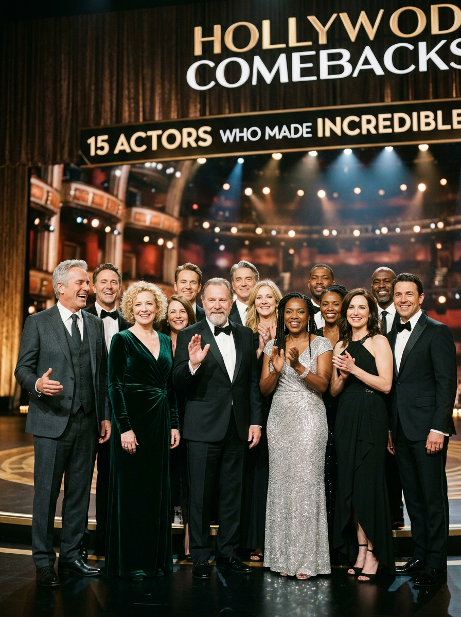 HOLLYWOOD COMEBACKS; 15 ACTORS WHO MADE INCREDIBLE; group of actors onstage